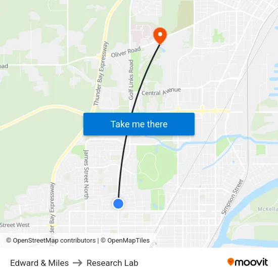 Edward & Miles to Research Lab map