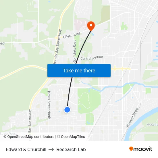 Edward & Churchill to Research Lab map