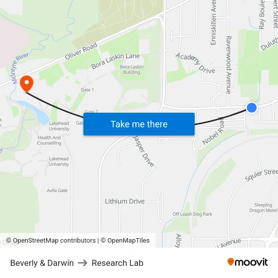 Beverly & Darwin to Research Lab map