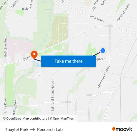 Tbaytel Park to Research Lab map