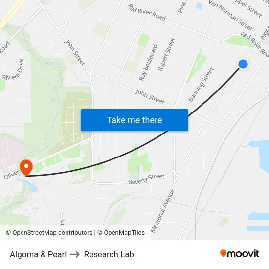 Algoma & Pearl to Research Lab map