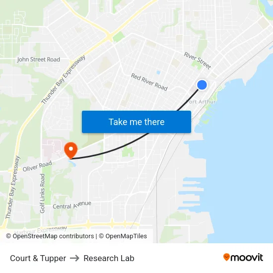 Court & Tupper to Research Lab map