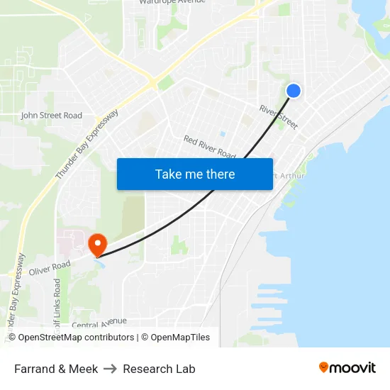 Farrand & Meek to Research Lab map