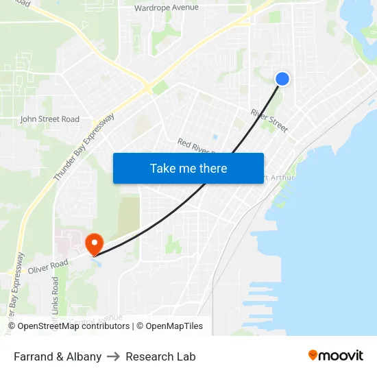Farrand & Albany to Research Lab map
