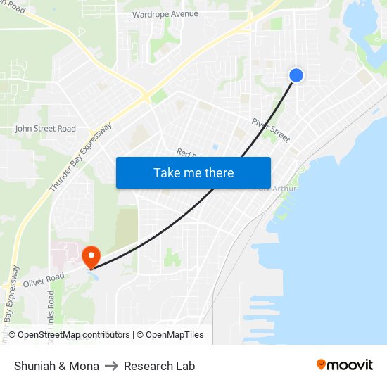 Shuniah & Mona to Research Lab map