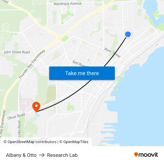 Albany & Otto to Research Lab map