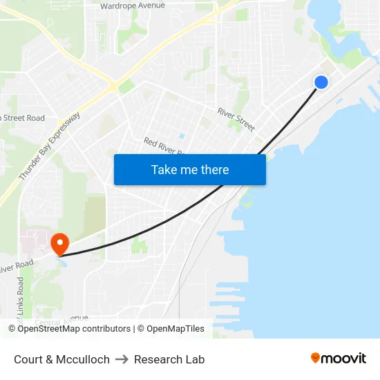 Court & Mcculloch to Research Lab map