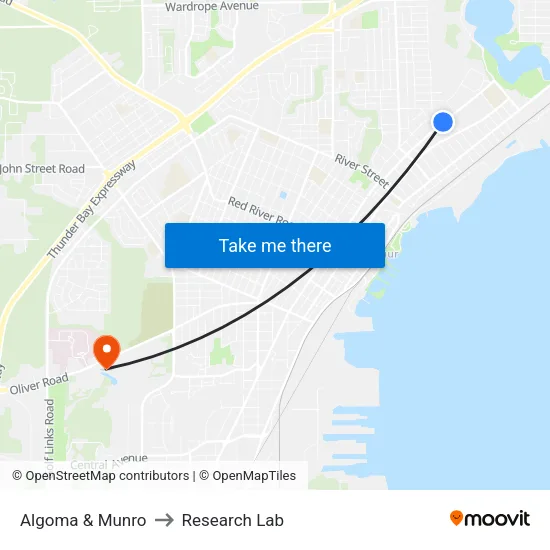 Algoma & Munro to Research Lab map