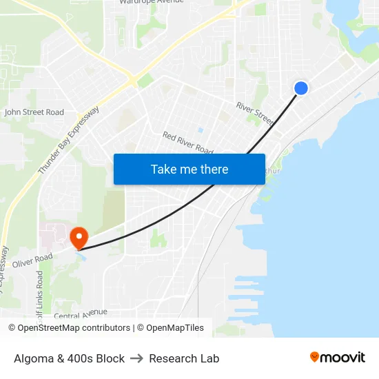 Algoma & 400s Block to Research Lab map