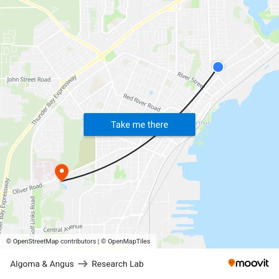 Algoma & Angus to Research Lab map