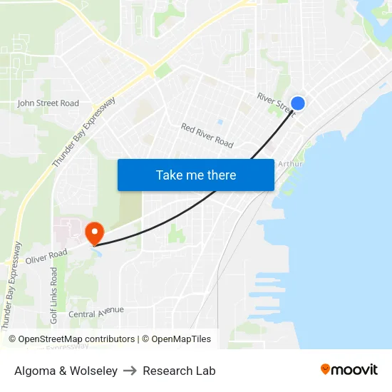 Algoma & Wolseley to Research Lab map