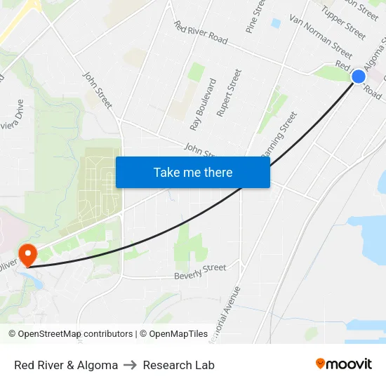 Red River & Algoma to Research Lab map