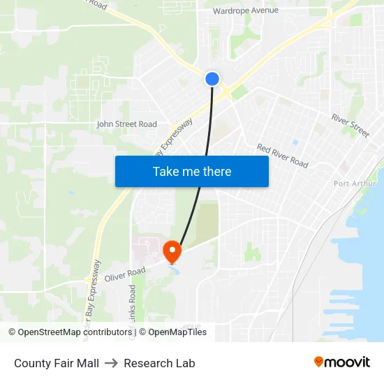 County Fair Mall to Research Lab map
