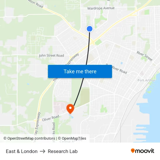 East & London to Research Lab map