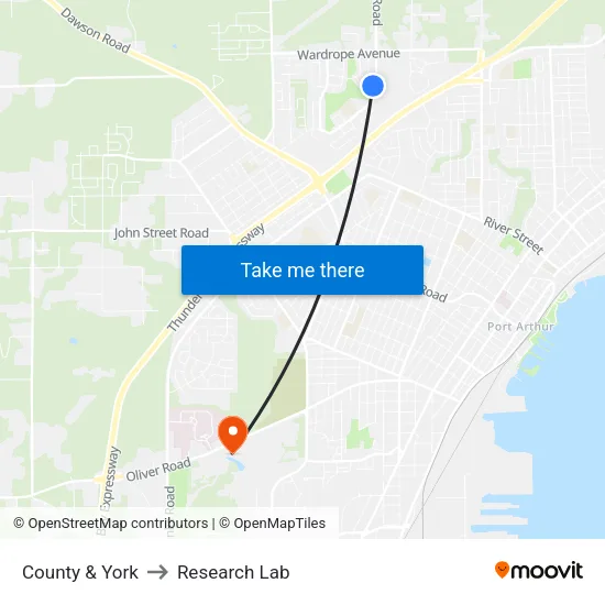 County & York to Research Lab map
