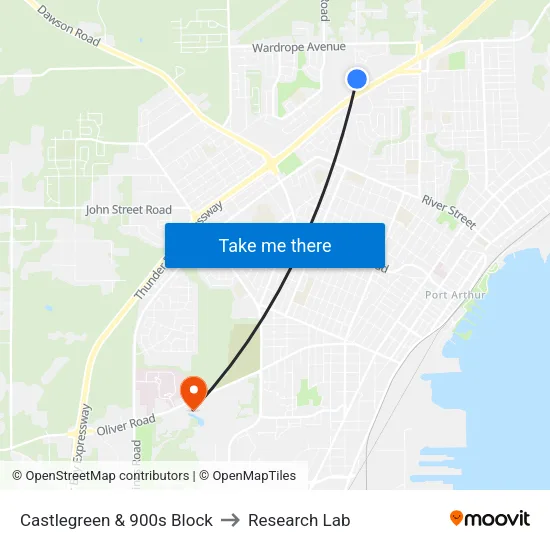 Castlegreen & 900s Block to Research Lab map
