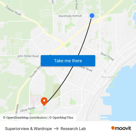 Superiorview & Wardrope to Research Lab map