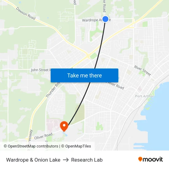 Wardrope & Onion Lake to Research Lab map