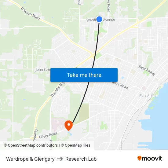 Wardrope & Glengary to Research Lab map