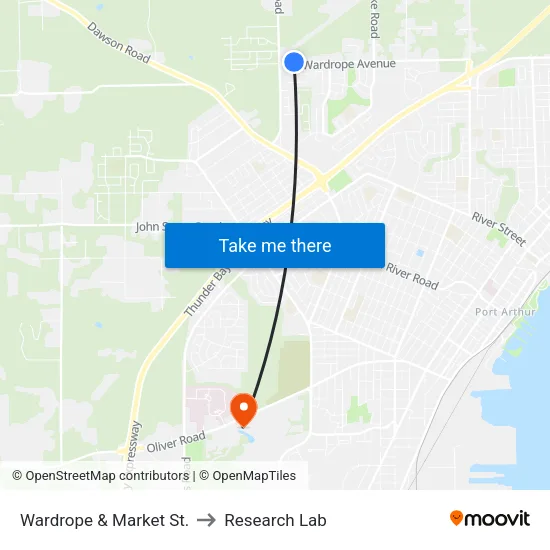 Wardrope & Market St. to Research Lab map