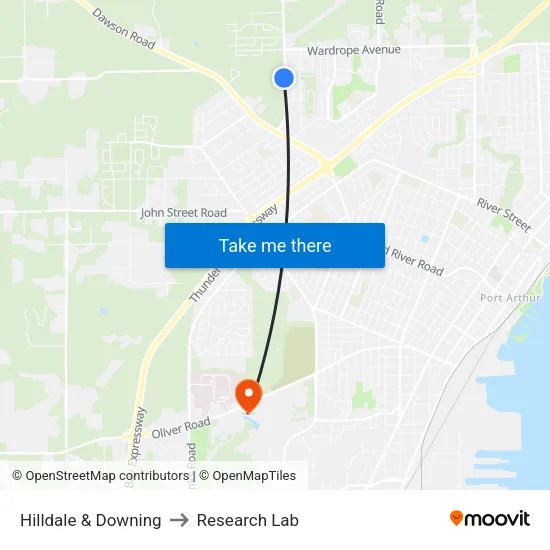 Hilldale & Downing to Research Lab map