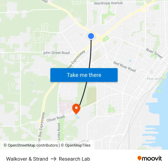 Walkover & Strand to Research Lab map