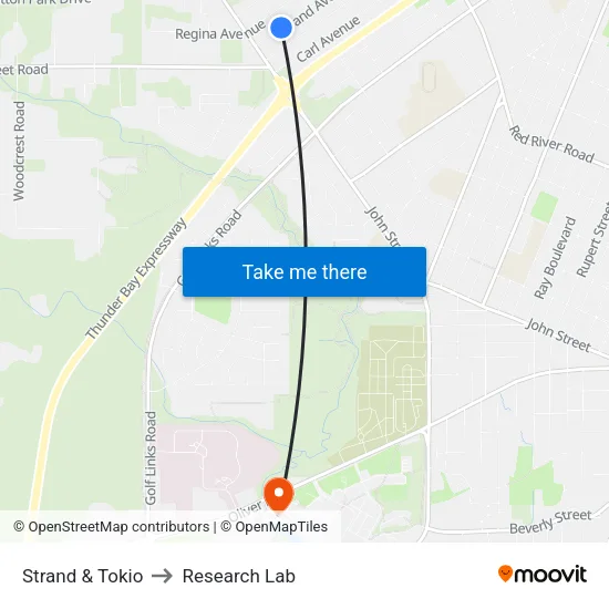 Strand & Tokio to Research Lab map