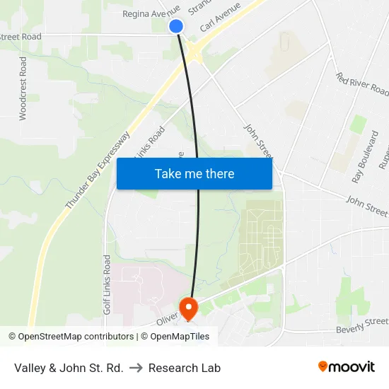 Valley & John St. Rd. to Research Lab map