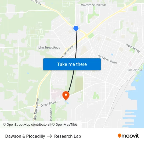 Dawson & Piccadilly to Research Lab map