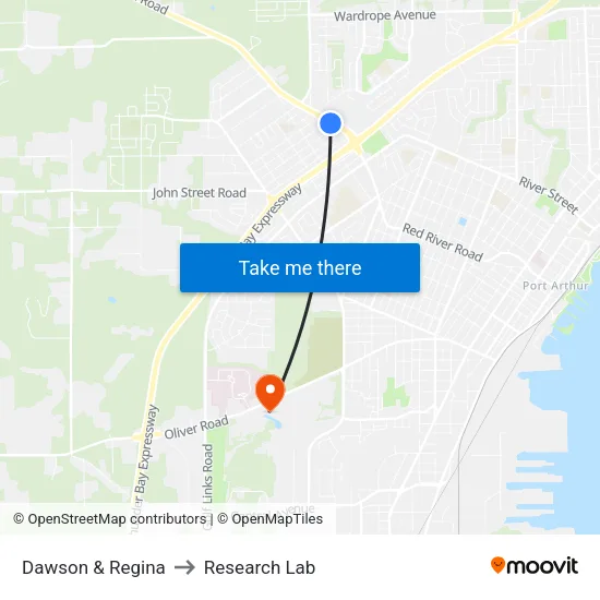 Dawson & Regina to Research Lab map