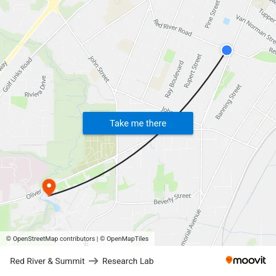 Red River & Summit to Research Lab map