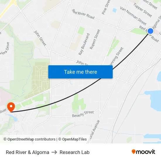 Red River & Algoma to Research Lab map