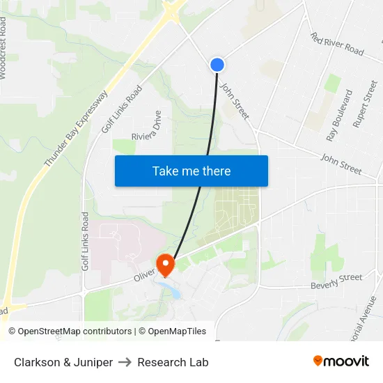 Clarkson & Juniper to Research Lab map