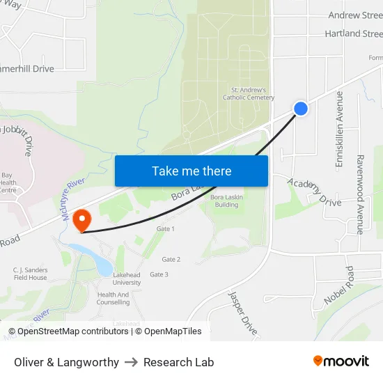 Oliver & Langworthy to Research Lab map