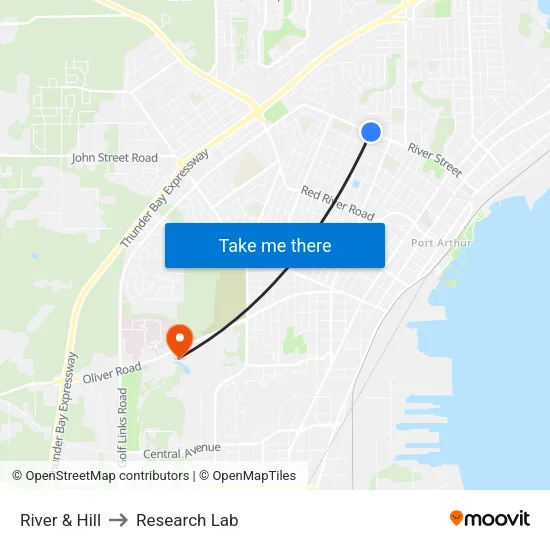 River & Hill to Research Lab map