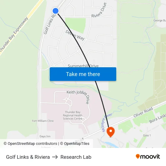 Golf Links & Riviera to Research Lab map