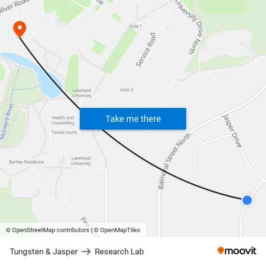 Tungsten & Jasper to Research Lab map