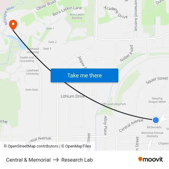 Central & Memorial to Research Lab map