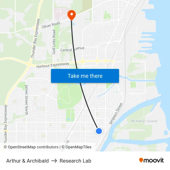 Arthur & Archibald to Research Lab map