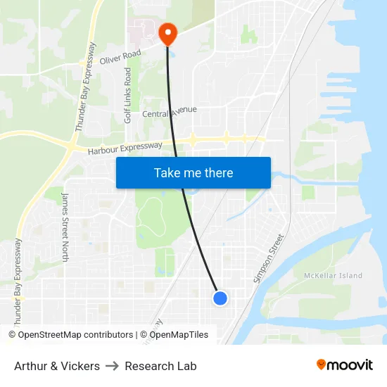 Arthur & Vickers to Research Lab map