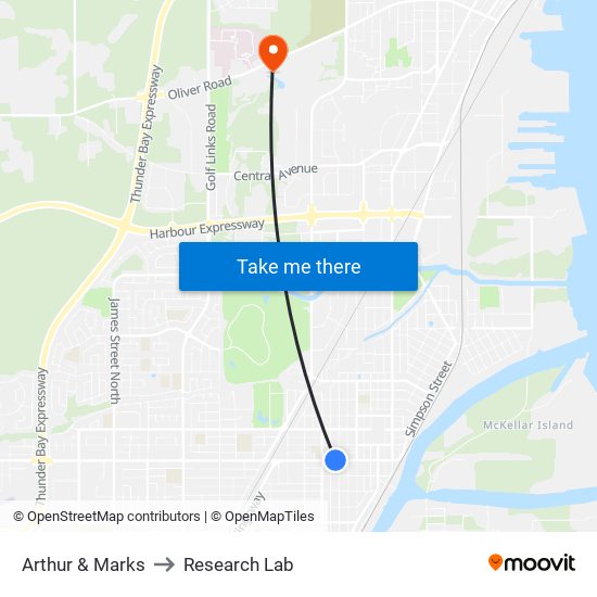 Arthur & Marks to Research Lab map