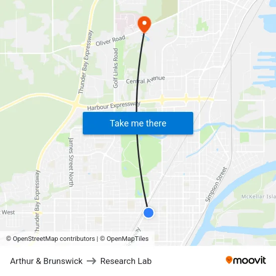 Arthur & Brunswick to Research Lab map