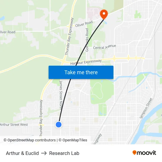 Arthur & Euclid to Research Lab map