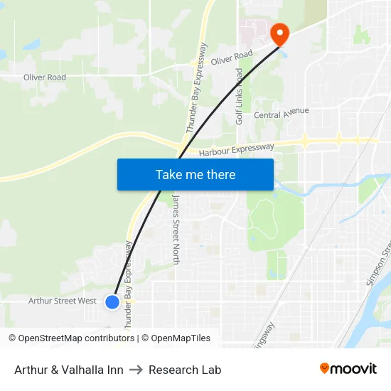 Arthur & Valhalla Inn to Research Lab map