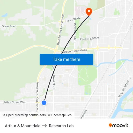Arthur & Mountdale to Research Lab map