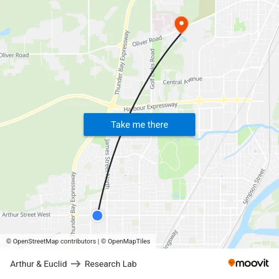 Arthur & Euclid to Research Lab map