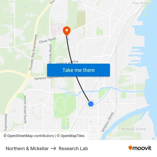 Northern & Mckellar to Research Lab map