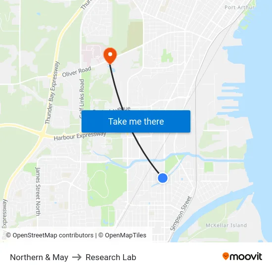 Northern & May to Research Lab map