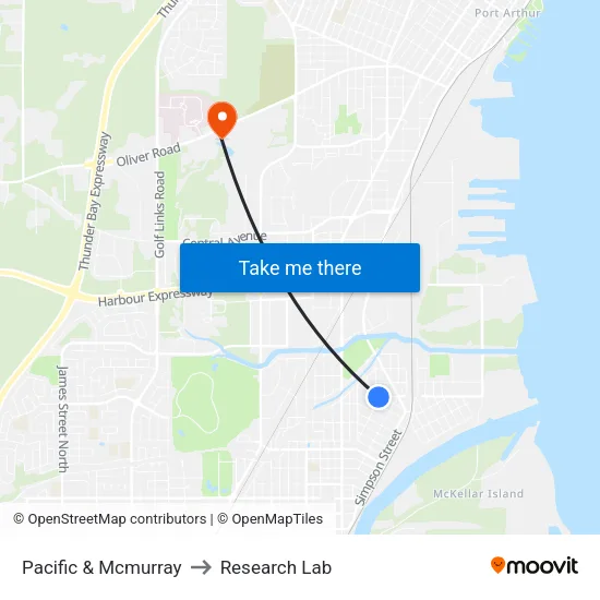 Pacific & Mcmurray to Research Lab map