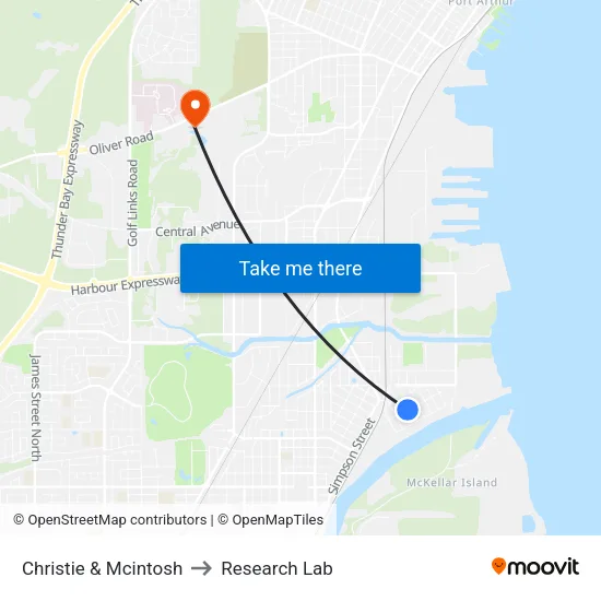 Christie & Mcintosh to Research Lab map